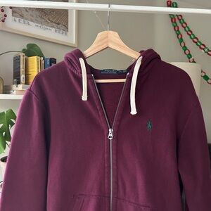 Polo Ralph Lauren Full Zip Deep Purple / Burgundy Hoodie Mens Small